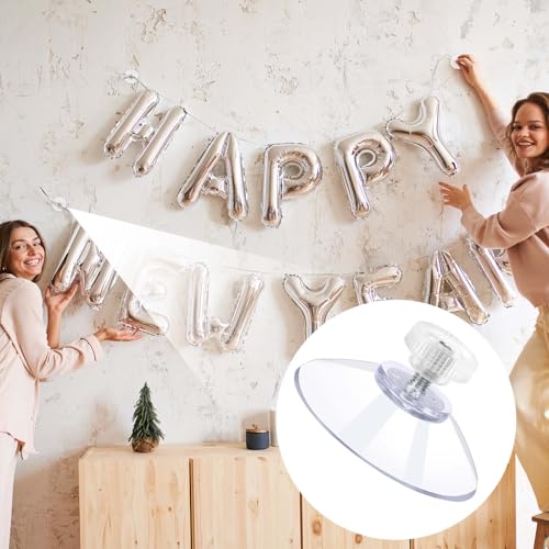 Mozeat Lens 6 PCS Suction Cups for Glass, 32mm Strong Suction Cup with Metal Screw Rods and Nuts Clear PVC Heavy Duty Plastic Sucker Pads Holder Without Hooks for Bathroom Wall Door Window Car Shade