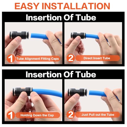 180PCS Pneumatic Quick Connect Fitting Kit: Imperial (1/8", 1/4", 5/16", 3/8", 1/2") & Metric (4,6,8,10,12mm) Push-in Air Line Connectors（Black) - color: Black