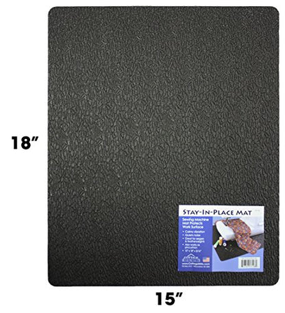Stay-in-Place Machine Mats - 2 Piece Set - 11" x 14" & 15" x 18" - Sewing Machine and Serger Mats - Calms Vibration and Dampens Noise. Made in USA. - size: 2 pc Set - 11" x 14" & 15" x 18"