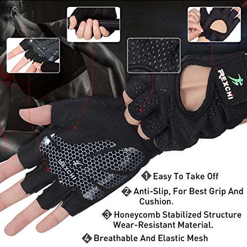 Geyoga 2 Pairs Workout Gloves Adjustable Gym Exercise - color: Black, size: Small