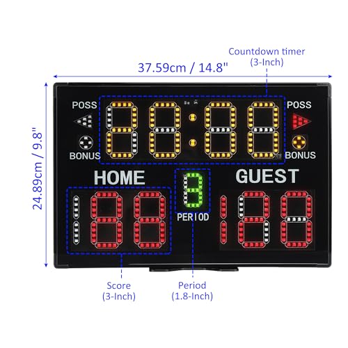 M METERXITY Electronic Basketball Scoreboard Interval Timer Count Clock | Wall Clock Digital, with Remote, Apply to Indoor Gym Game Fitness