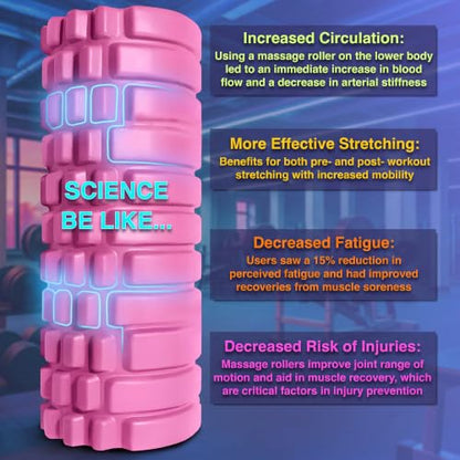 321 STRONG Patented 3-Zone Massage Roller, Medium Density for Exercise - color: Bubble Gum