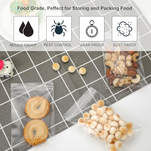 3''x 5'', (Pack of 200) 2 mil Thick Clear Plastic Reclosable Zip Poly Bags with Resealable Lock Seal Zipper for Photo, Jewelry, Bakery, Treats, Travel, Storage, Packaging & Shipping - size: 3" x 5"