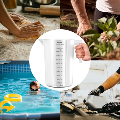 Plastic Measuring Cup with Handle – 32oz & 64oz (1000ml & 2000ml), Durable Pitcher for Pool Chemicals, Lawn Care, Liquid Mixing, Pet Food, Lab & More
