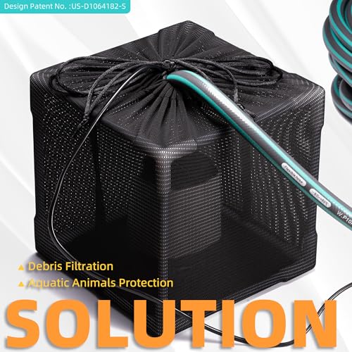 Fineday Pond Filter, Anti-Clogging Cube Outdoor Mesh Water Pump Barrier Bag Box Basket (7 inch fine mesh)
