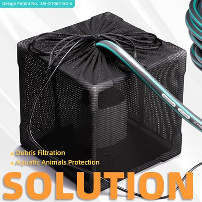 Fineday Pond Filter, Anti-Clogging Cube Outdoor Mesh Water Pump Barrier Bag Box Basket (7 inch fine mesh)