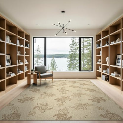 9'x12' Washable Flatwoven Rug, Cream Beachy Bubble Stain Resistant Massive Carpet for Dining Room, Basement, Large Office, Non-Slip Chair-Friendly Mat | Ref:1955150 - color: Beige/Pattern 20, size: 9' x 12' (Rectangular)