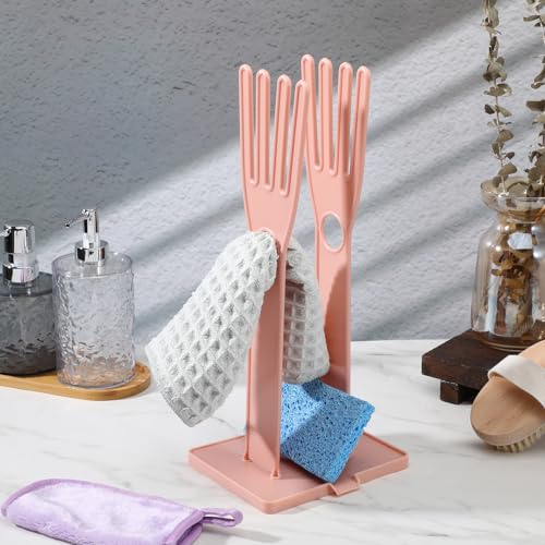 Kitchen Glofe Holder Mitten Dryer Plastic Washing Sink Holder Stand - color: Pink