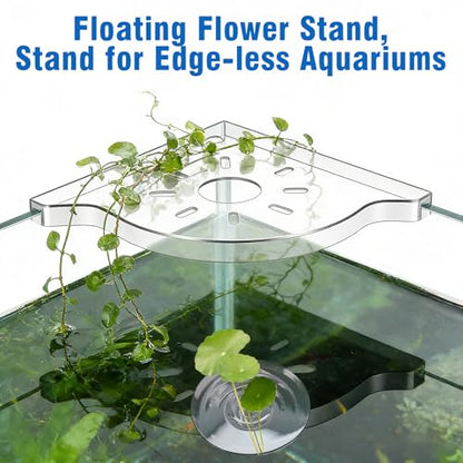 12PCS Creative Floating Floral Arrangement Holder,Floating Flower Display Stand Include 2 Fish Tank Shelf DIY Clear Acrylic Flower Bowl Stem Holder for Small Single Flower Water Plants/Fish Tank Float