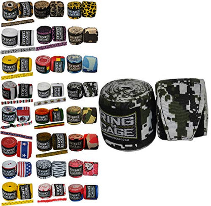 Ring to Cage Handwraps Mexican Style Stretchable- Patterned 180" Long - 23 Color Patterns - color: Military Camo (Digital)