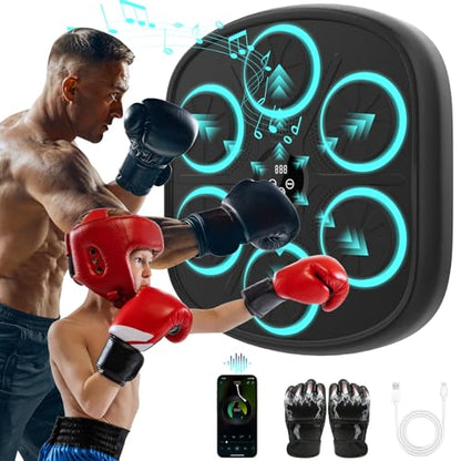Music Boxing Machine, Wall Mounted Punching Bag with Bluetooth - color: Black
