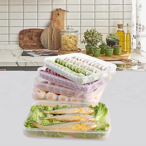 Snack Container Food Storage Container 3Pcs Dumpling Container Box Food Grade Plastic Snack Container Stackable Cookie Container with Lid Transparent Microwave Fridge Safe Storage Containers, Clear