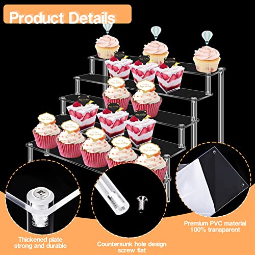 Acrylic Risers Display Stand for Action Figures, 5 Tier Clear Display Collectibles Dessert Holder, Durable Showcase Display Shelf for Toys Jewels Figurines Cosmetics Decoration and Organizer