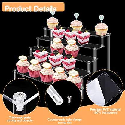 Acrylic Risers Display Stand for Action Figures, 5 Tier Clear Display Collectibles Dessert Holder, Durable Showcase Display Shelf for Toys Jewels Figurines Cosmetics Decoration and Organizer