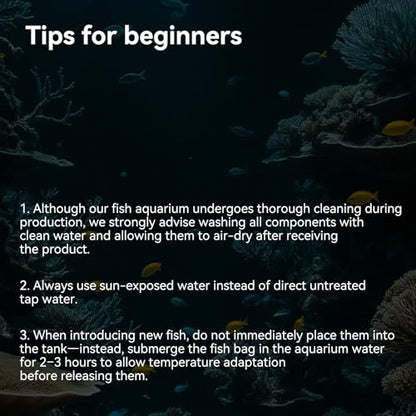 1.5 Gallon Aquarium Starter Kits - Plastic Fish Tank Kit Clear Beta Fish Tank Small with Filteration Oxygenation, Water Circulation, Lighting - Beginner's Gift for Guppy, Shrimp, Goldfish