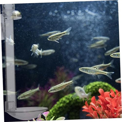 Happyyami 1set Acrylic Feeder for Fish Tank Wall-Mounted Shrimp Feeding Supplies Sinking Food Dispenser for Aquariums Easy to Assemble Tube Brush and Floating