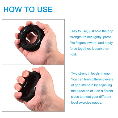 uxcell Hand Grip Strengtheners, 3.07" 70-80 Lbs Silicone Rings Black - color: Black