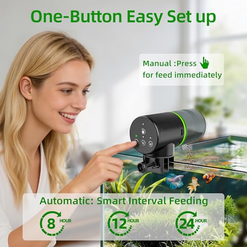 Automatic Fish Feeder for Aquarium: 3 Timers & One-Touch Easy Setup - 7-14 Day Supply with 200ML Food Dispenser - Worry-Free Vacation Feeding for Betta Turtle Tank - size: FS-069