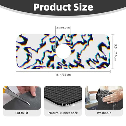 Faucet Draining Mat For Kitchen Sink, Black Line Phantom Diatom Mud Absorbent Drain Pad For Bathroom Kitchen Sink Splash Guard Drying Mat