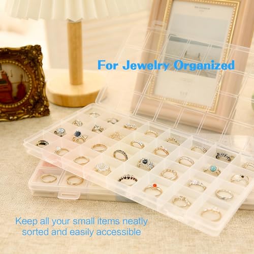 GREENTIME 2 Pack 32 Grids Clear Plastic Storage Organizer Boxes, Diamond Painting Containers, Bead Storage Containers for Small Hardware Small Parts Crafts Jewelry