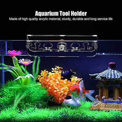 Acrylic Transparent Aquarium Tool Holder, Maintenance Rack S, White Clear, Space Saving Organizer - Durable Material, Easy Installation, Ideal for Fish Tank Tools