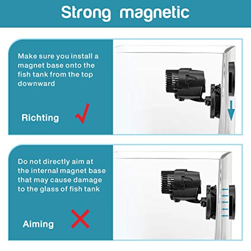 AQQA Wave Maker Pump, 530GPH Aquarium Circulation Pump 360 Degree Rotatable Submersible Powerhead Pump with Magnet Suction Base for Marine and Freshwater Aquariums（3W) - size: 3W