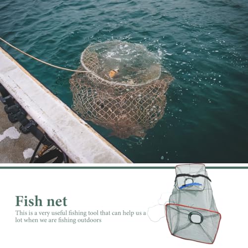 Foldable Lobster Net 3-Pack Portable Crab Trap Shrimp Crawfish Fishing Nets Outdoor Cast Bait Cage 18.11X8.66X8.66 Inches