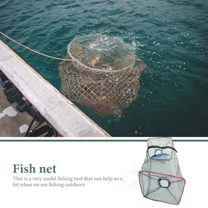 Foldable Lobster Net 3-Pack Portable Crab Trap Shrimp Crawfish Fishing Nets Outdoor Cast Bait Cage 18.11X8.66X8.66 Inches