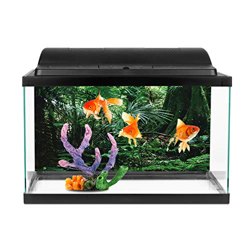 TOPINCN 3D Effect Rainforest Poster Self-Adhesive PVC Aquarium Fish Backdrop Mural Decorative Reptile Terrarium Wallpaper Living Room Sofa TV Background Photo Wallpaper(61 * 41cm)