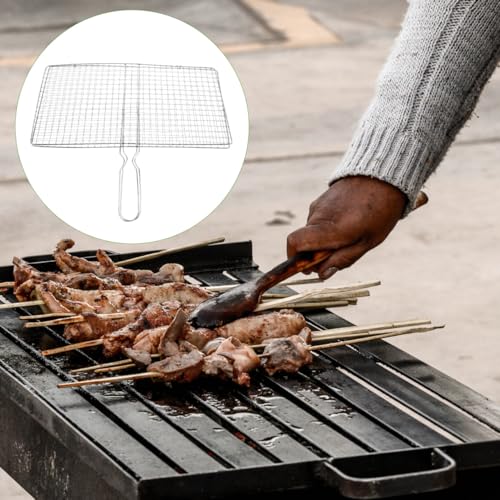 Toddmomy Stainless Steel Grill Basket Fish Kebab Clamp Bbq Net for Grilling Tongs for Grilling Barbecue Tool Picnic Equipment