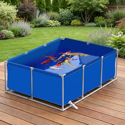 Large Outdoor Fish Holding Tank - Durable PVC Canvas, Steel Frame, Koi Pond & Turtle Aquarium, Easy Setup, Perfect for Garden & Backyard Use White 2×1×0.8m(6.5×3.3×2.6ft)