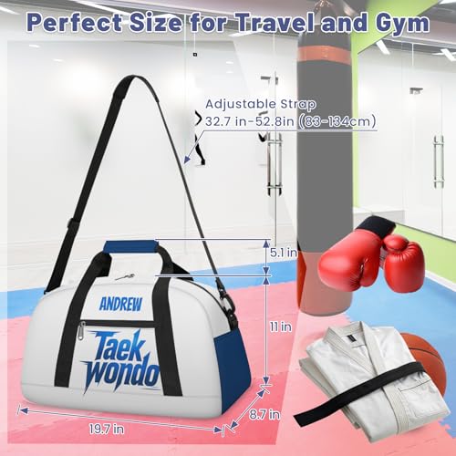 Custom Name Taekwondo Karate Duffle Bag for kids Boy Girls - Personalized Martial Arts Gear Bag - color: Taekwondo Motion