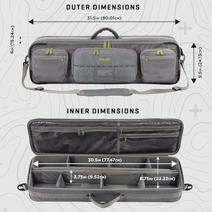 Allen Company Cottonwood Fly Fishing Rod & Gear Bag Case, Hold up to 4 Fishing Rods, Heavy-Duty Honeycomb Frame - Gray/Lime or Olive Green