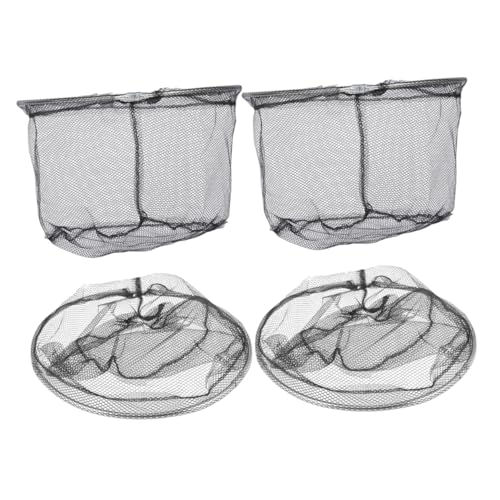 HEMOTON 4pcs Foldable Fishing Net Replacement Heads 40cm Stainless Steel Landing Nets with Deep Soft Flexible Mesh for Freshwater and Saltwater Trout Carp Fishing