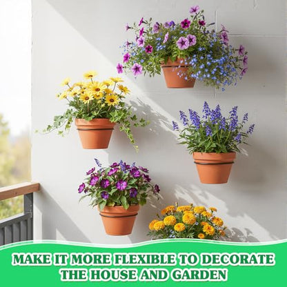 Flower Pot Holder Wall Planter Ring Hanger Metal Wall Plant Hanging Pot Holder Mounted Hanging Bracket for Indoor Outdoor Home Garden Plant Flower Display, Black(6 Pcs,10 Inch)
