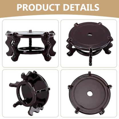 2 Pcs Wooden Plant Stands Indoor, 6.5" Diameter Chinese Oriental Decorative Sturdy Plant Stand for Vases, Planters Mini Fish Tanks (Brown) - size: 6.5 Inch