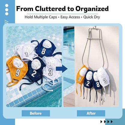 Hicarer Stainless Steel Water Polo Cap Stringer, Holds up to 2 Sets Caps, Rust Resistant Team Organizer and Drying Rack for Schools Clubs Pool Practice