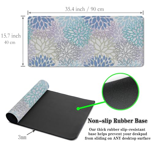 Large Desk Mat Algae Leaves Game Mats, Office Mousepad Big Mouse Pads, XXL Gaming Mouse Pad Non-Slip Rubber Base, 35.4 X 15.7 inch for Work/Game/Office/Home Vegetation. Abstract Watercolor - color: Algae Leaves