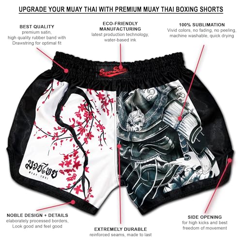 Authentic Muay Thai Boxing Shorts | Men Women Kids | Made in Thailand - color: 2.0 Cherry Blossom, size: Small