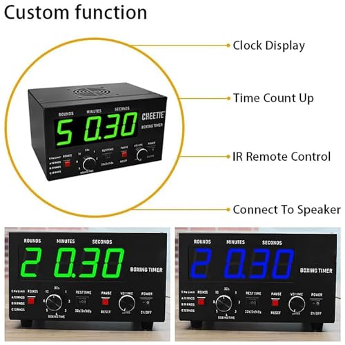 McbeAn Classic Boxing Interval Timer, Professional Gym Timer with LED Display, Selectable Training Time and Cycle Repetitions, for Muay Thai/MMA/Kickboxing