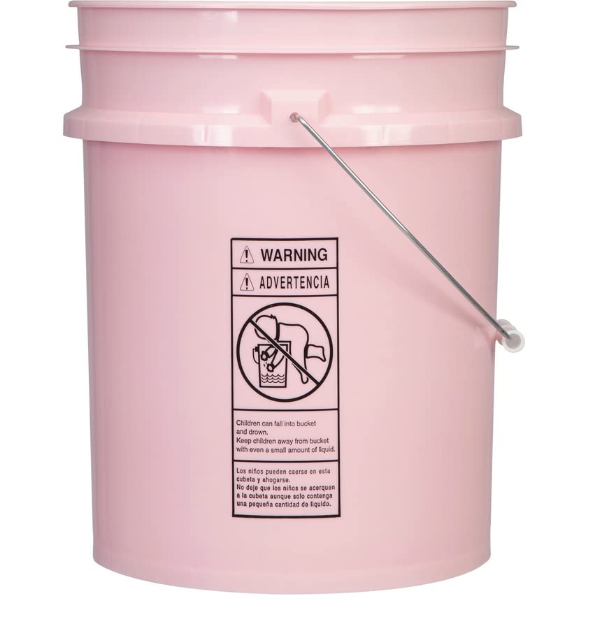 5 Gallon Pink Food Grade Plastic Storage Bucket with Lid Cover (Pack of 3) Made in USA (with White Easy Open Close Lids)