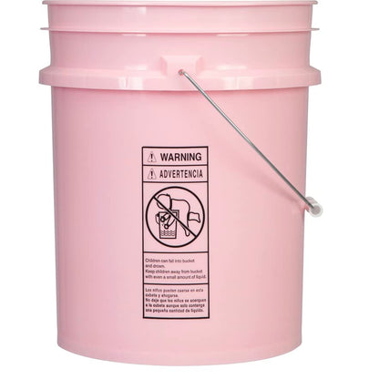 5 Gallon Pink Food Grade Plastic Storage Bucket with Lid Cover (Pack of 3) Made in USA (with White Easy Open Close Lids)