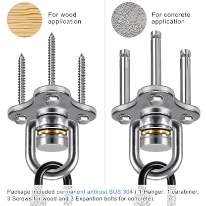 SELEWARE 1 Pack Tire Swing Swivel Hanger with Bearing Heavy Duty Swivel | 360 Degree Rotation Reduces Twisting, Smooth Swinging for Indoor Outdoor Tire and Saucer Swings - color: Bearing Swing Hanger, 1 Pack