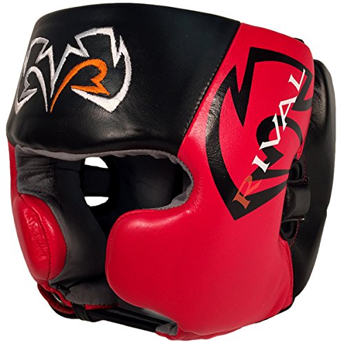 RIVAL Boxing RHG20 Traditional Headgear - Microfiber Inner Lining, Quick and Easy Adjustment, and Dual Density Foam Padding - color: Black/Red, size: Medium