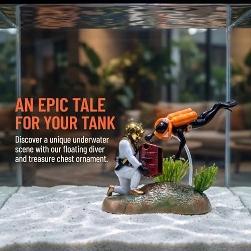 DOITOOL Plastic Diver Treasure Chest Aquarium Ornament Decorative Accessory for Fish Tanks Unique Underwater Scene and Design