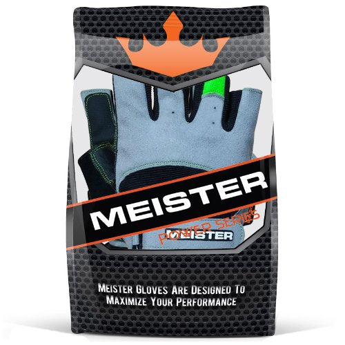 Meister Wrist Wrap Weight Lifting Gloves w/Gel Padding - color: Gray / Neon Green, size: Small