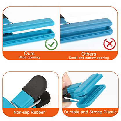 Chip Clips, 8 Pack Food Clips, Upgrade Wide Open Bag Clips for Food Storage with Air Tight Seal Grip (4 x L, 4 x S) - size: 8 pack (4*large, 4*small)