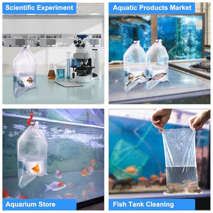 Aquarium Fish Bags, Clear Transportation Bag, Waterproof & Leak-proof Poly Shipping Bags for Storing and Transporting Live Fish (8" x 14" 50pcs) - size: 8" x 14" 50pcs
