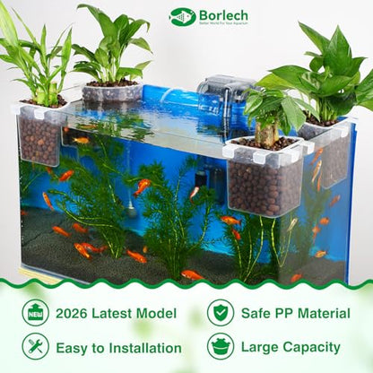 2026 Latest Model Large Aquarium Corner Planter Hanging Plant Holder for Fish Tank Aquaponic Plant Cultivation and Aquascape Accessories Decorations (4 Pack) Transparent