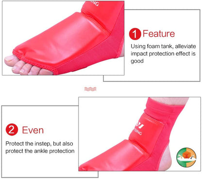 WESING Pro Instep Guard Foot Guard for Martial Arts Muay Thai MMA - color: Red, size: Medium